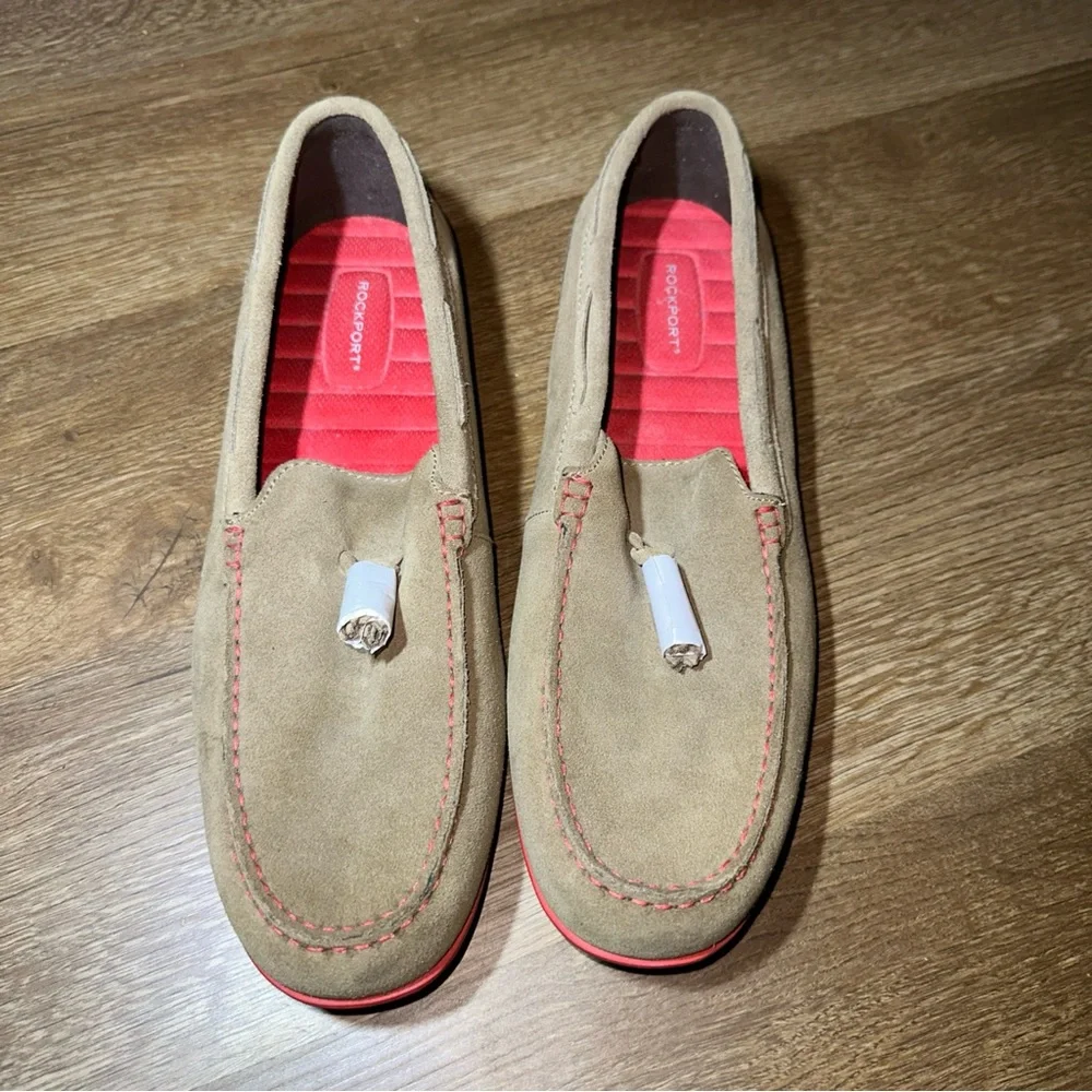 Rockport Malcolm‎ Tassel Loafers Mens 10.5 Tan Suede Slip On Comfort New